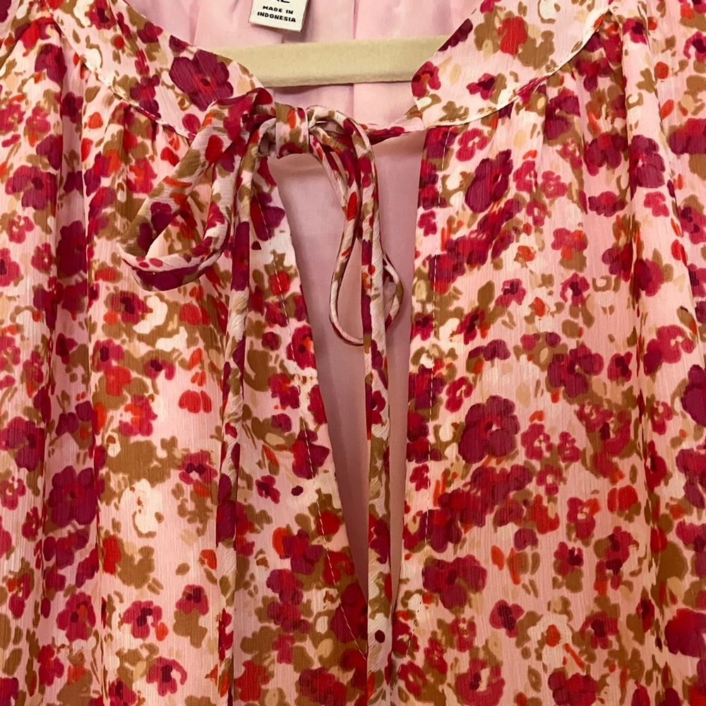 J. Crew Pink and Red Floral Chiffon Dress - Picture 7 of 11